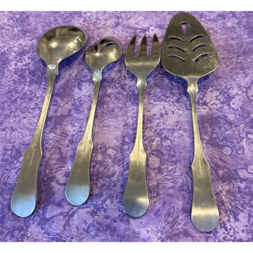 Oxford Hall OXH59‎ Hostess Set Satin Wing Heel Tipped Stainless Set Of 4 #1